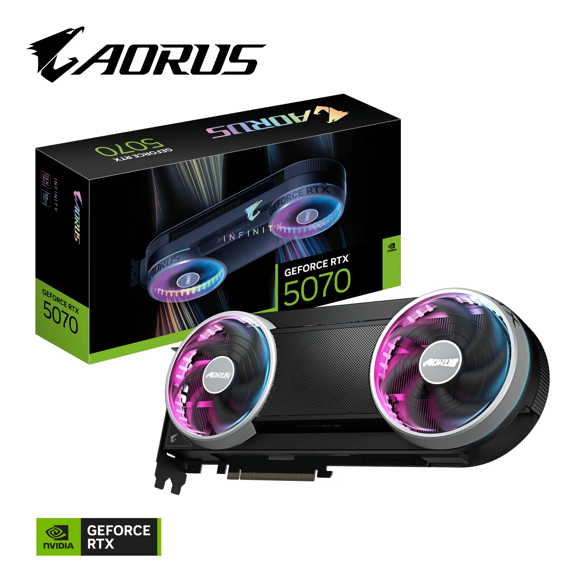 Gigabyte GeForce RTX 5070 AORUS INFINITY OC 12 Gt -n&auml;yt&ouml;nohjain