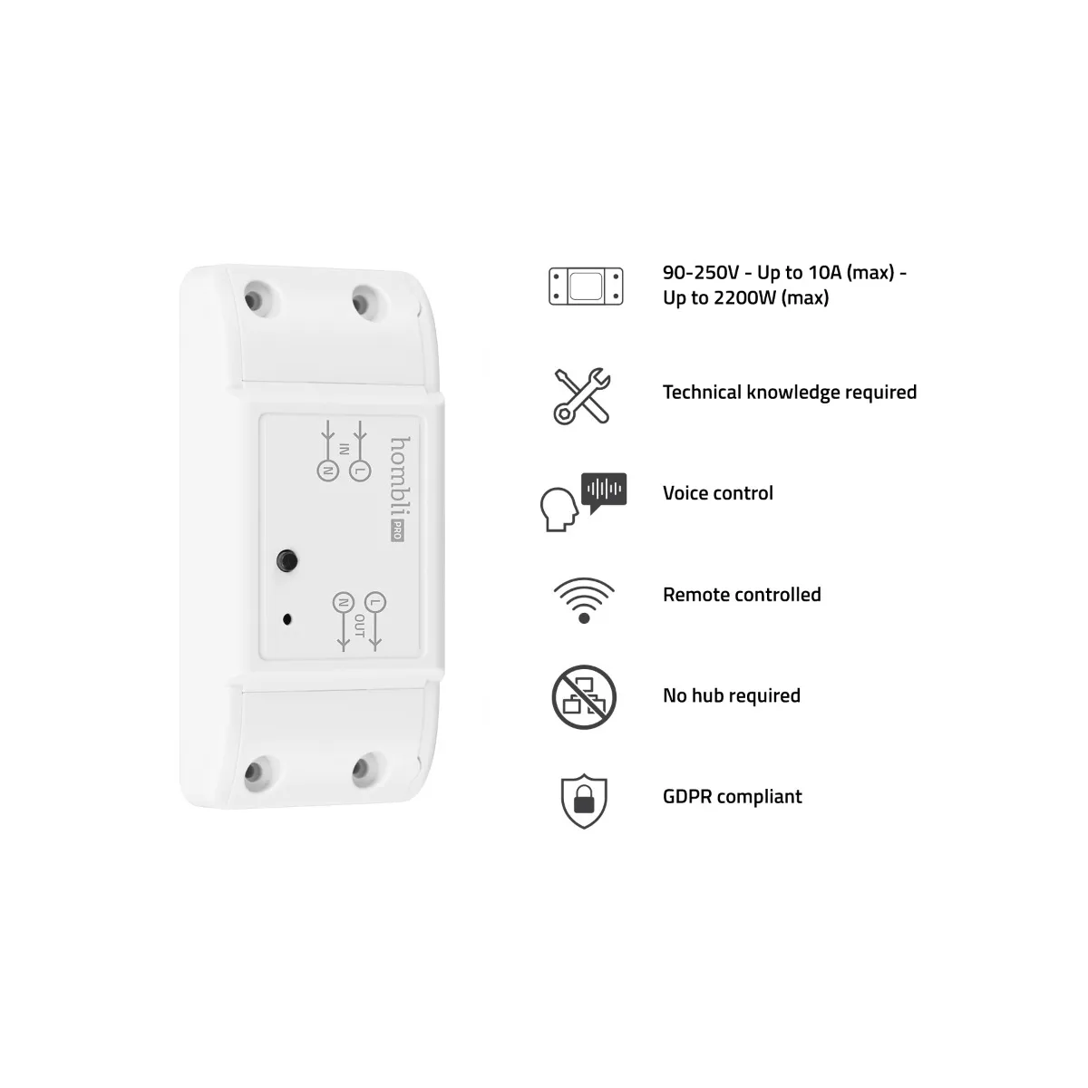 Hombli Smart Switch HBCS-0109 - smart str&ouml;mbrytare, vit