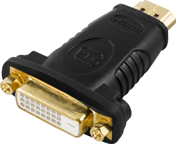 HDMI-adapteri, HDMI 19-pin uros DVI-D naaraalle, kullattu