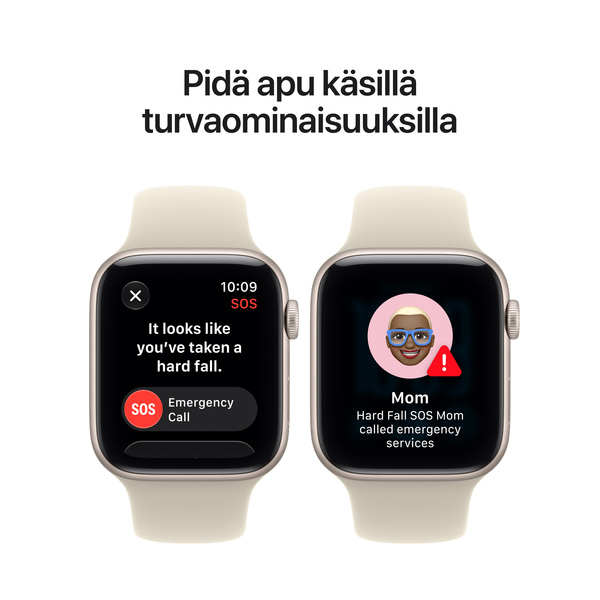 Apple Watch SE 3 (GPS) 44 mm t&auml;htivalkea alumiinikuori ja hiekanv&auml;rinen urheiluranneke, S/M