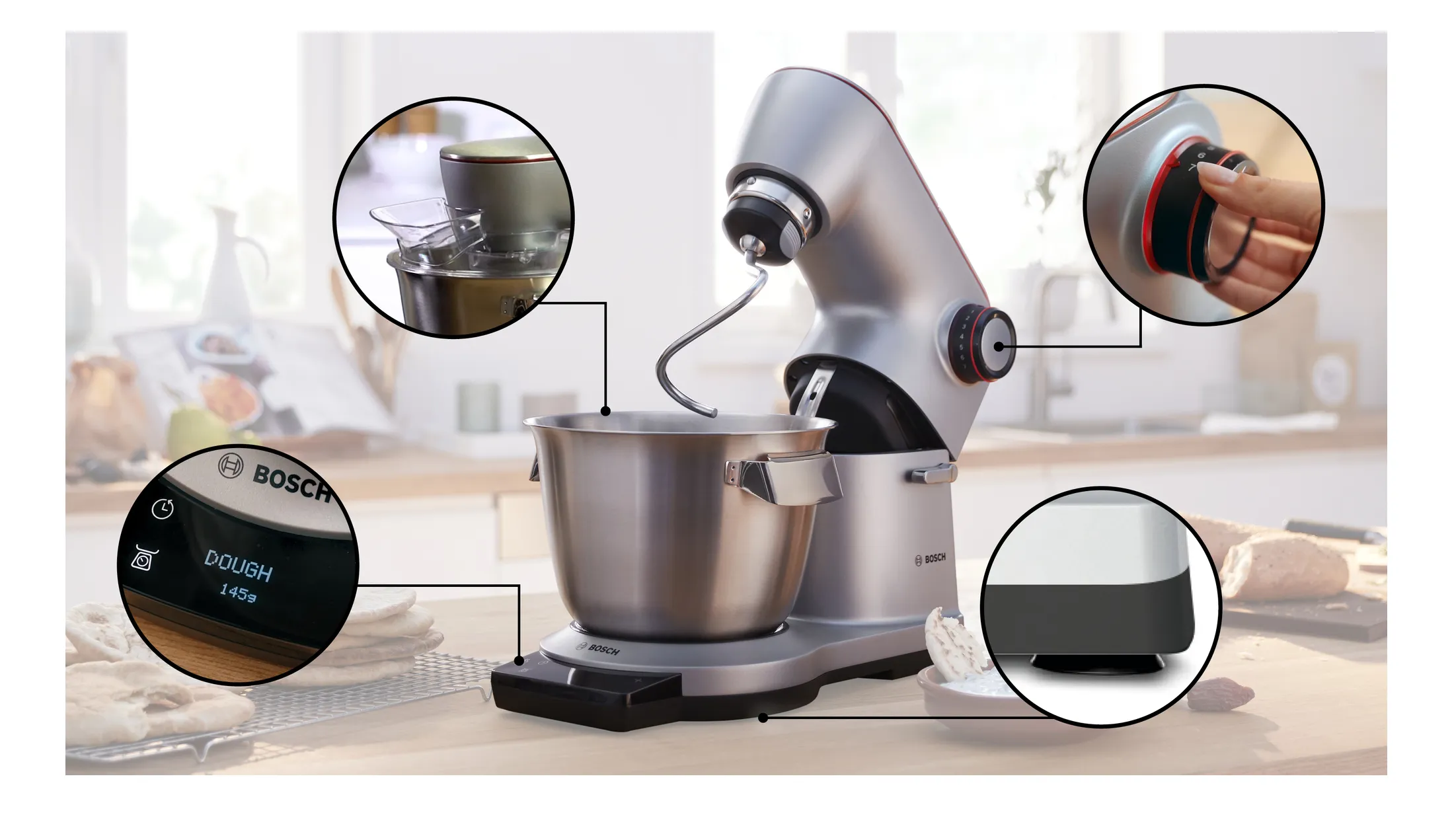 Bosch OptiMUM MUM9AX5S00 K&oslash;kkenmaskine 5.5liter S&oslash;lv/sort