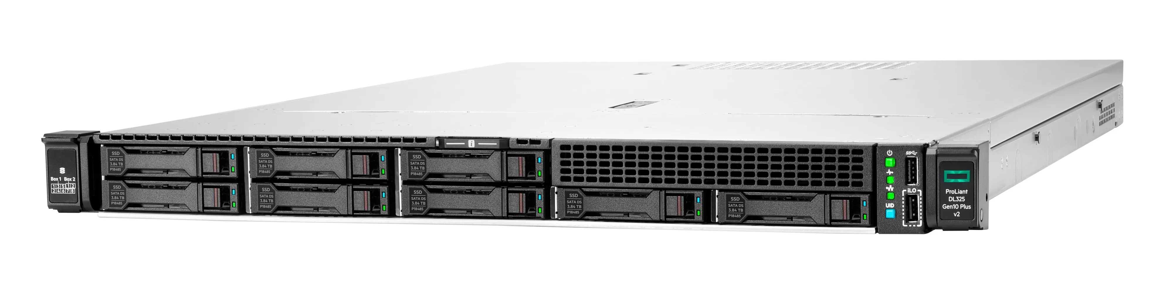 HPE ProLiant DL325 Gen10 Plus V2 Base - Palvelin - telineasennettava - 1U - 1-tie - 1 x EPYC 7313P / 3 GHz - RAM 32 Gt - SATA/SAS - pikavaihto 2.5" lokero(a) -