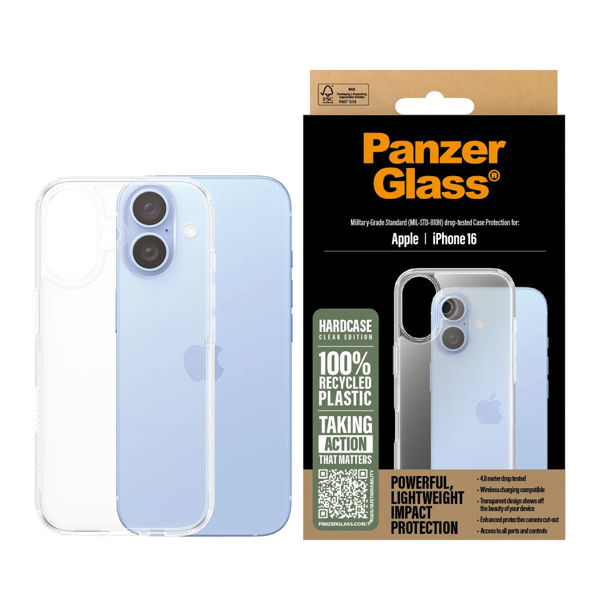 PanzerGlass iPhone 16 HardCase, Transparent