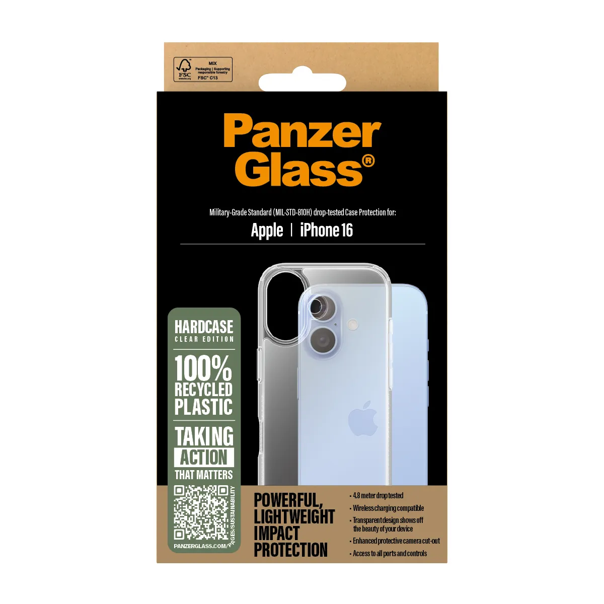 PanzerGlass iPhone 16 HardCase, Transparent