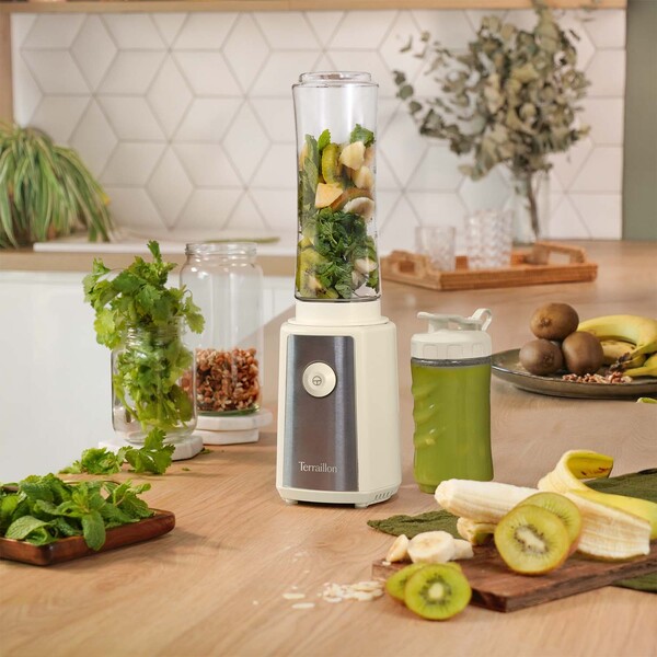 Terraillon Sunrise 300W 0.6L Portable Blender, Cream