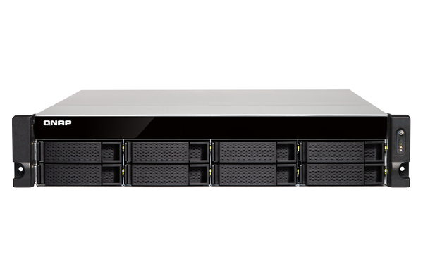 QNAP TS-873U-RP-8G 8-bay rackmount NAS AMD RX-421ND 4-core 2.1GHz up to 3.4GHz 8GB DDR4 RAM (max 64GB) 2 x M.2 22802260 SATA 6Gbs 4x