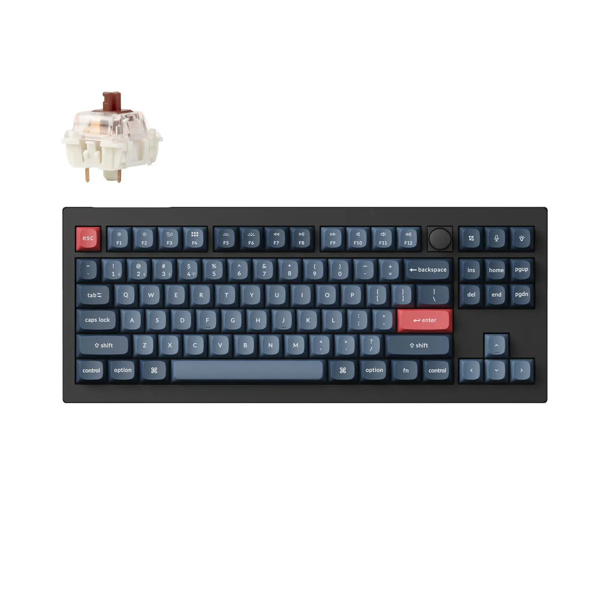 Keychron V3 MAX 80% Knob QMK/VIA Gateron Jupiter Brown -langaton näppäimistö, Musta