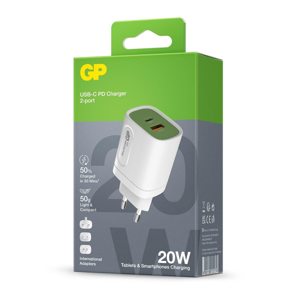 GP Wall Charger USB-C PD 20W, 2-port, WM2A