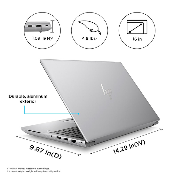 HP ZBook Fury 16 G10 16" i9-13950HX, 64 Gt, 2,51 TB SSD, Win 11 Pro -kannettava, Hopea