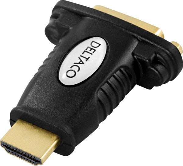 DELTACO HDMI-adapter, 1080p i 60Hz, HDMI 19-pin hane till DVI-D hona,