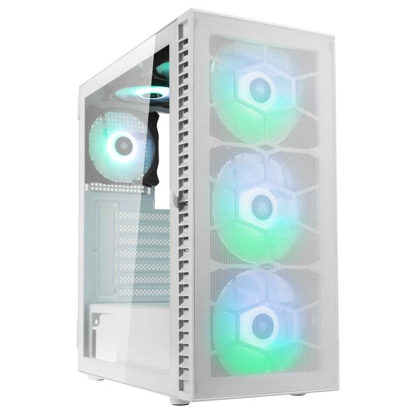 Kolink Observatory HF Mesh ARGB Midi-Tower Case with window, with RGB lighting, White
