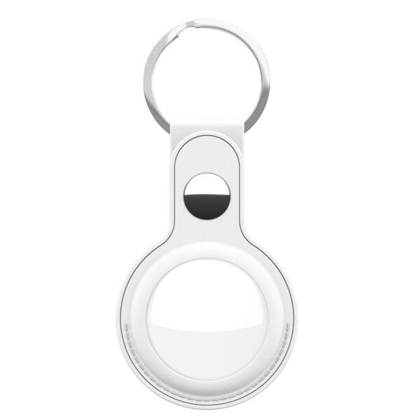 KeyBudz Leather Keyring, AirTag - keychain, White