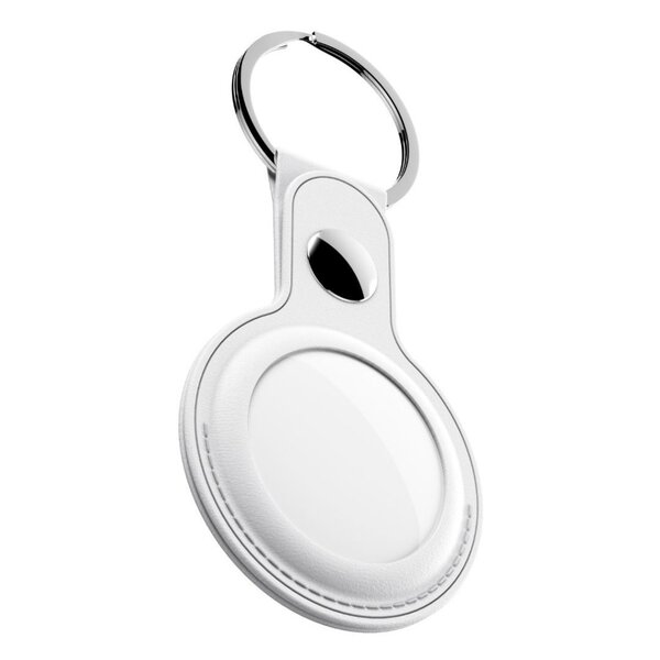 KeyBudz Leather Keyring, AirTag - keychain, White