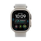 Apple Watch Ultra 4 49 mm titanboett naturlig med havsband genomlyst gr&aring;