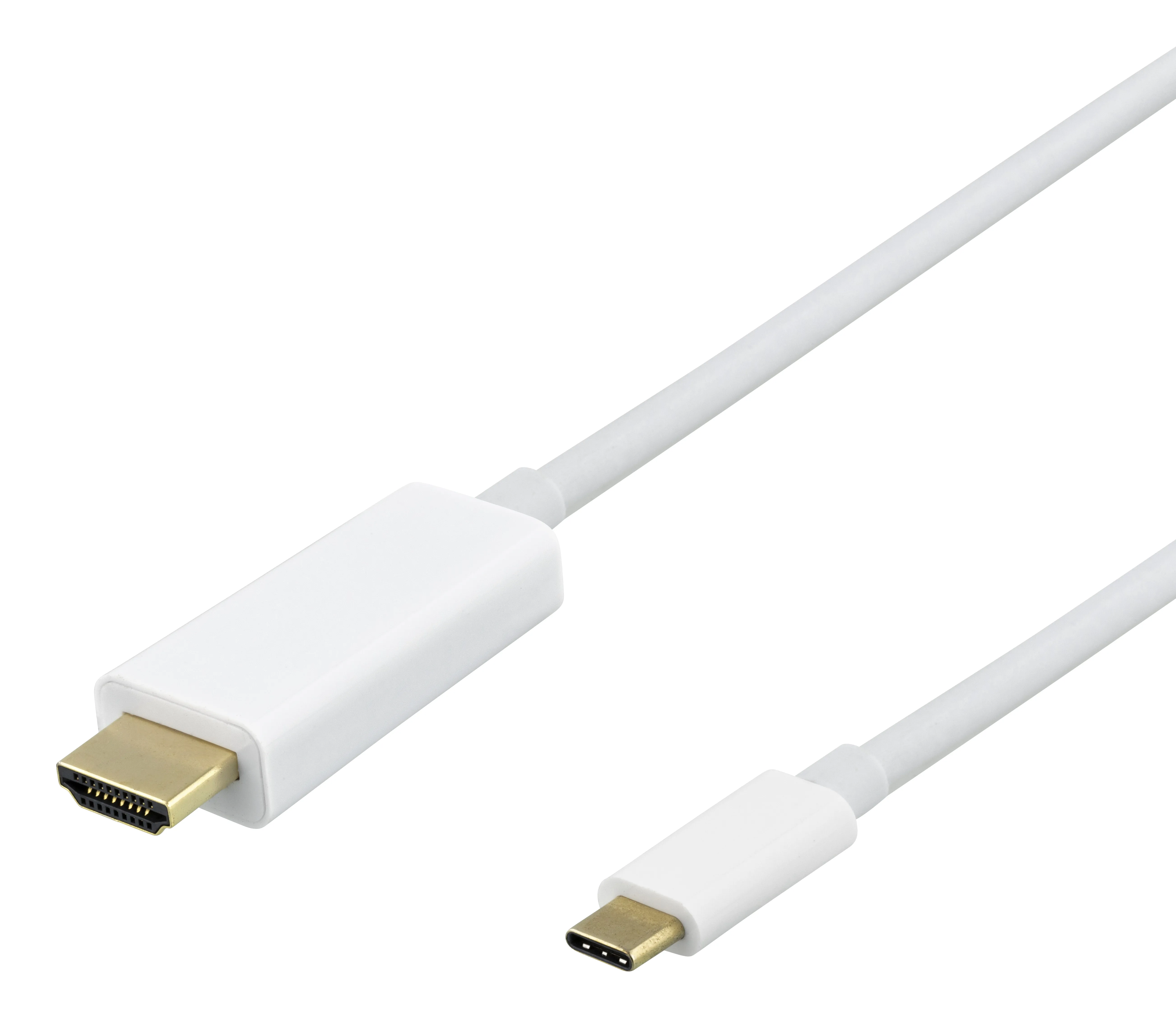 Deltaco USB-C / HDMI -kaapeli, 4K UHD, kullattu, 3 m, valkoinen