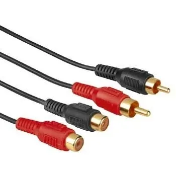 Hama 2x RCA gold-plated audio extension cable, 4 m, Black