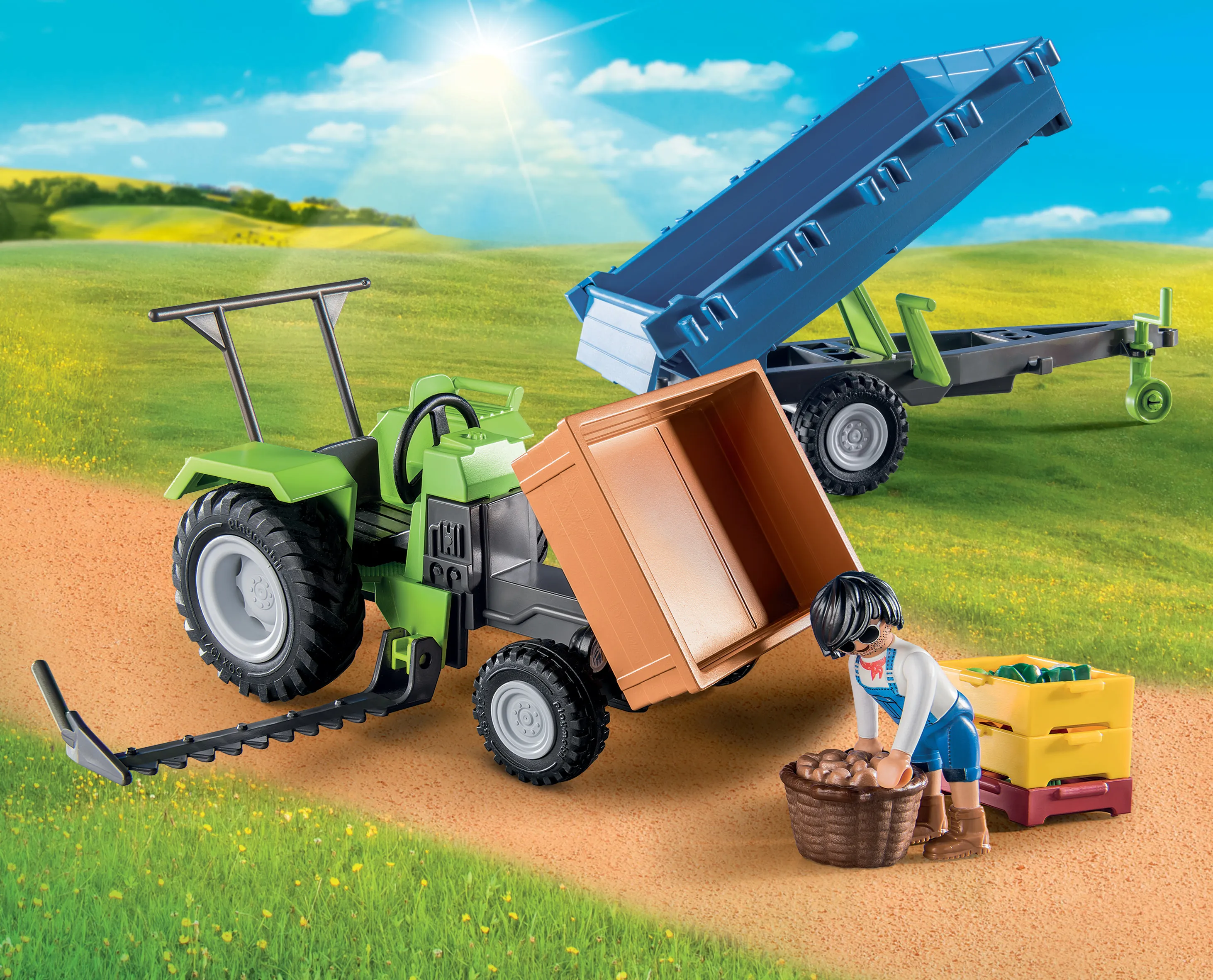PLAYMOBIL 71249 tractor with trailer, construction toy