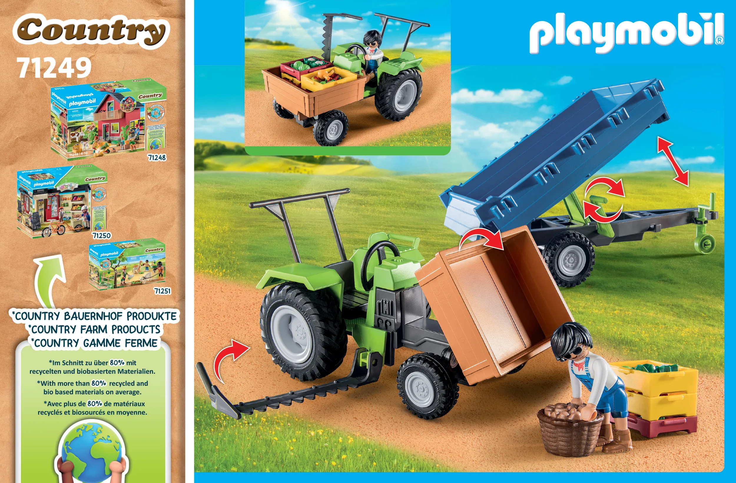 PLAYMOBIL 71249 tractor with trailer, construction toy