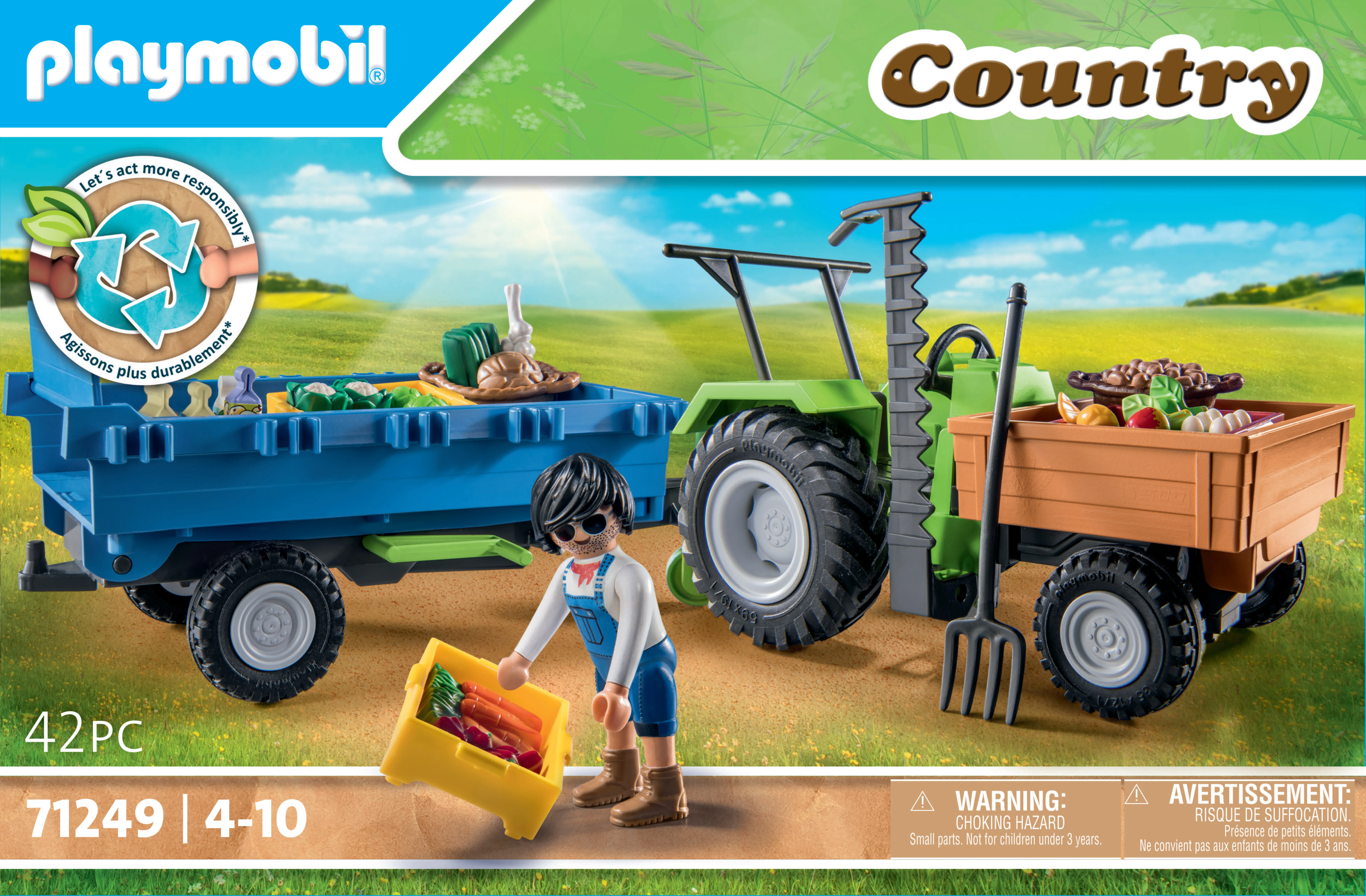 PLAYMOBIL 71249 tractor with trailer, construction toy