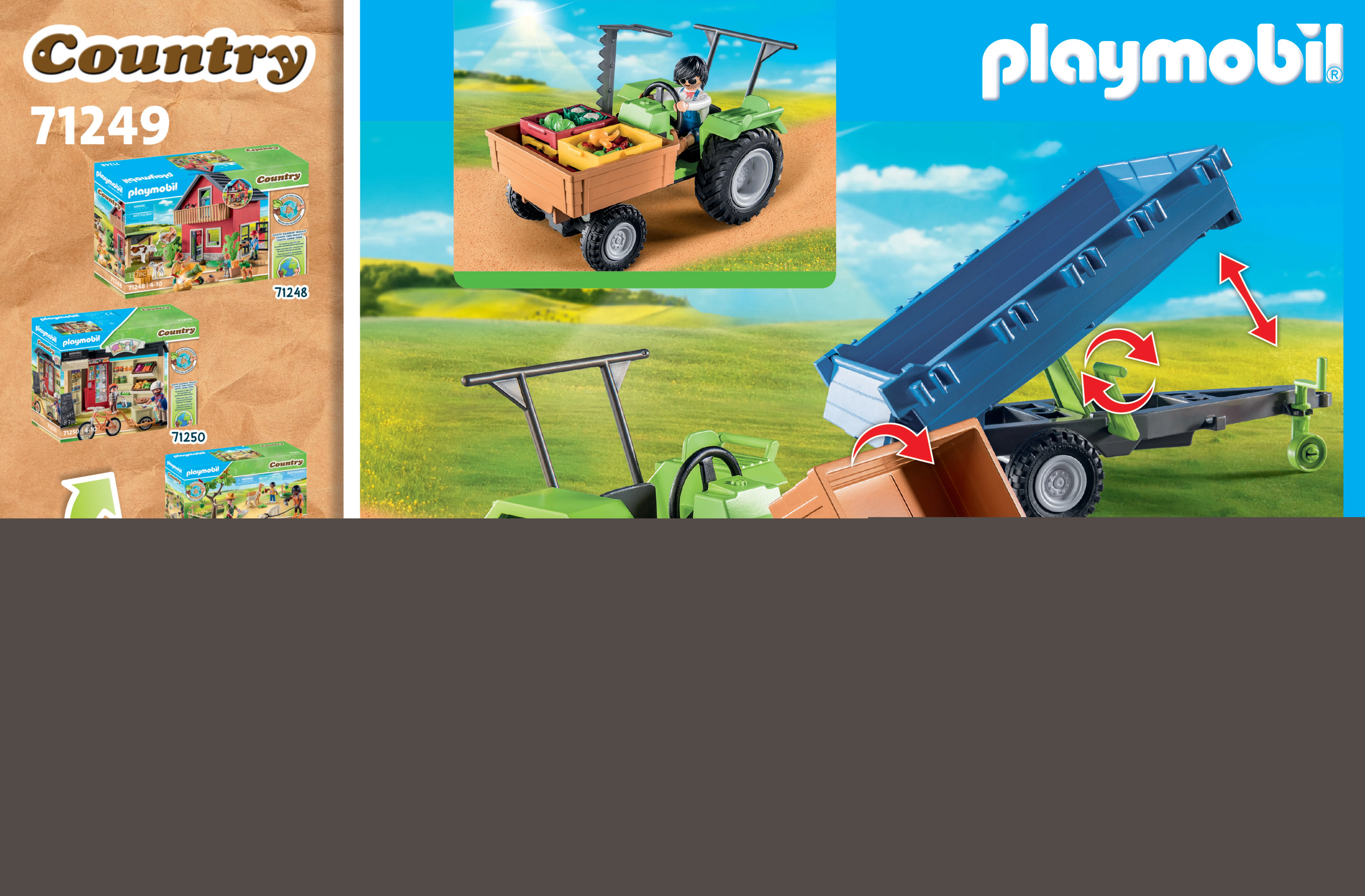 PLAYMOBIL 71249 tractor with trailer, construction toy