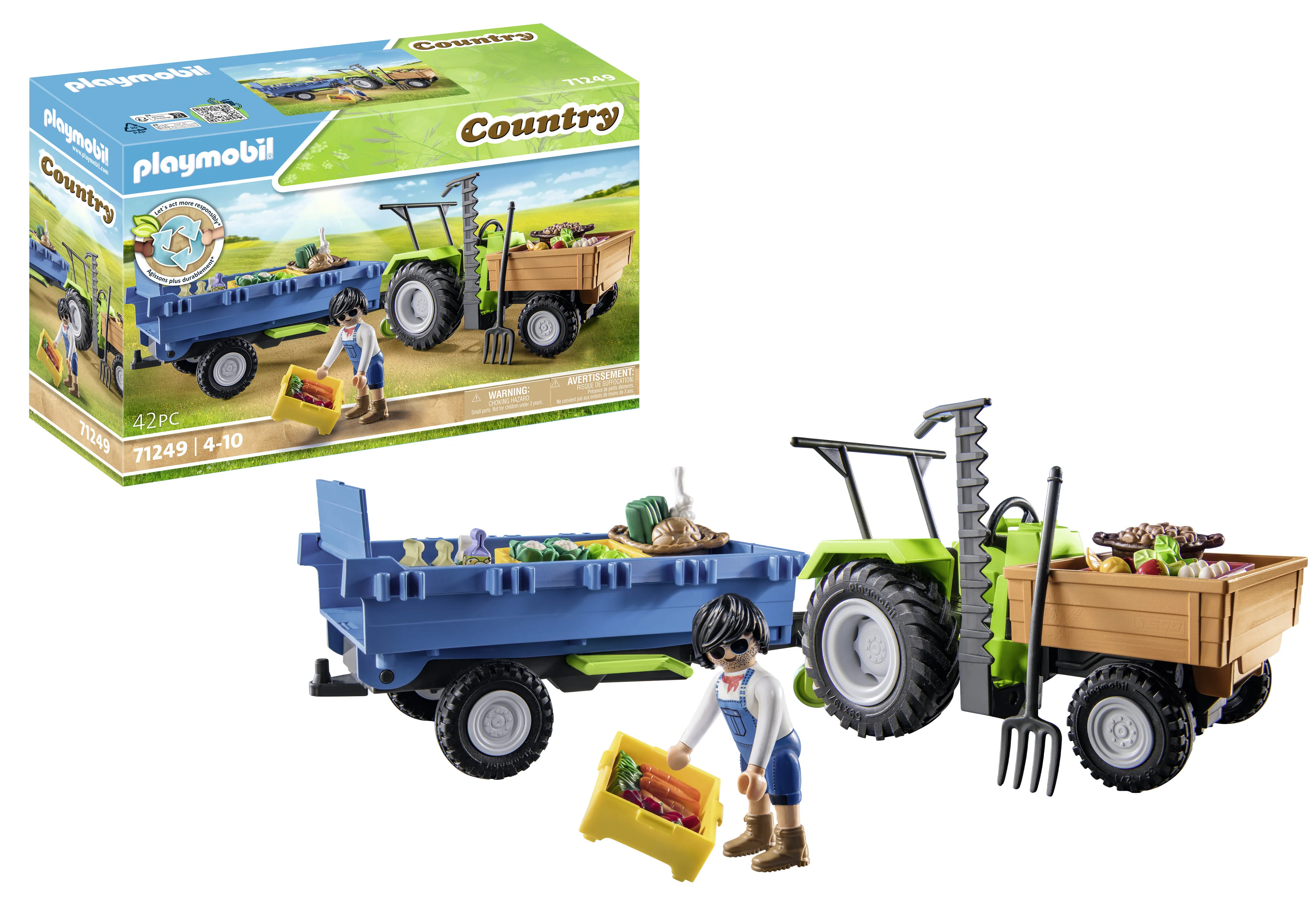 PLAYMOBIL 71249 tractor with trailer, construction toy