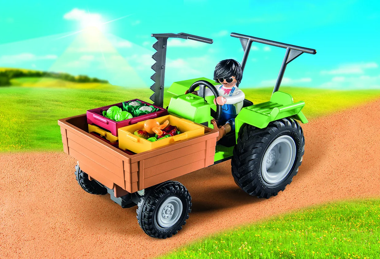 PLAYMOBIL 71249 tractor with trailer, construction toy