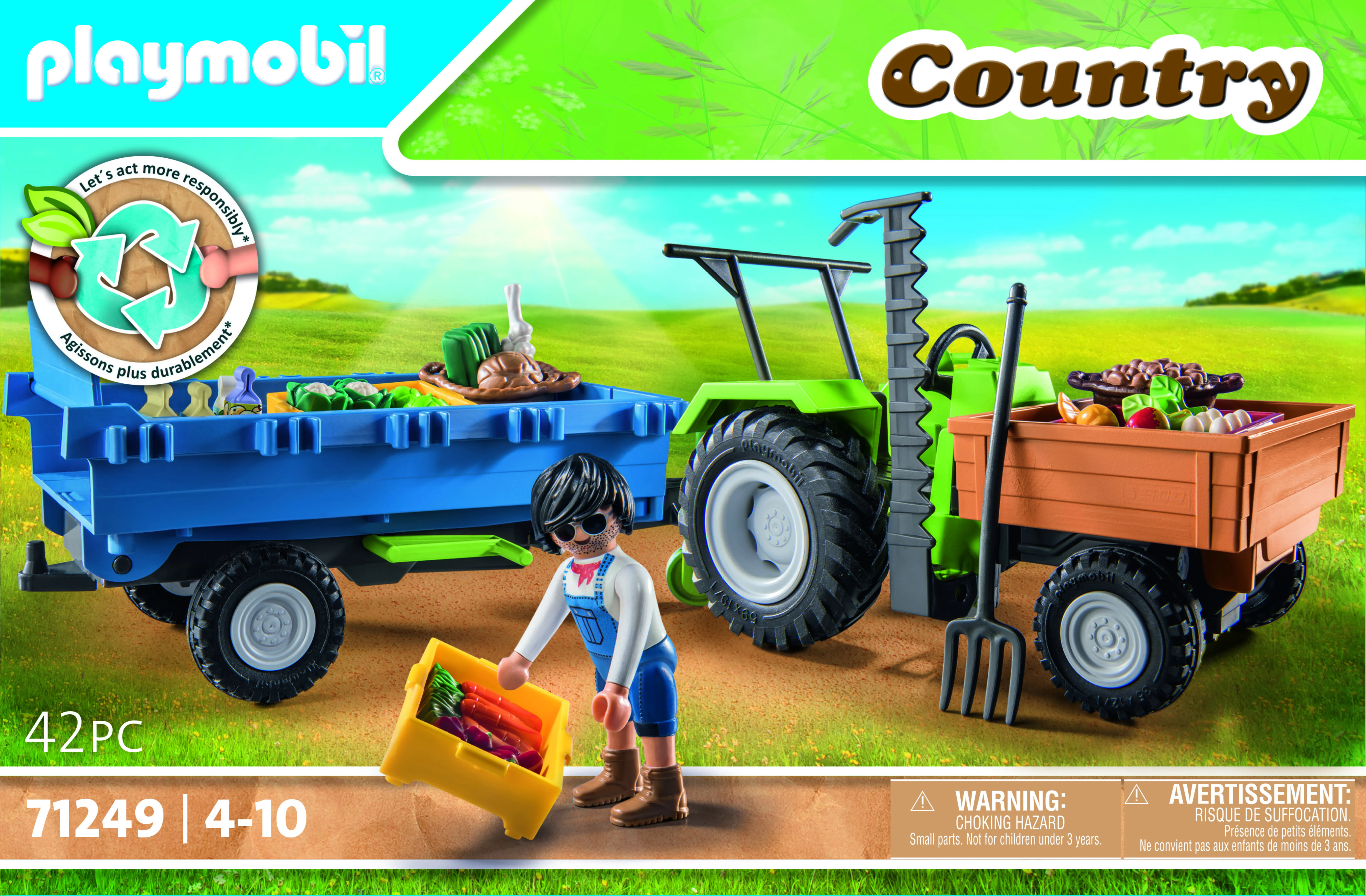 PLAYMOBIL 71249 tractor with trailer, construction toy