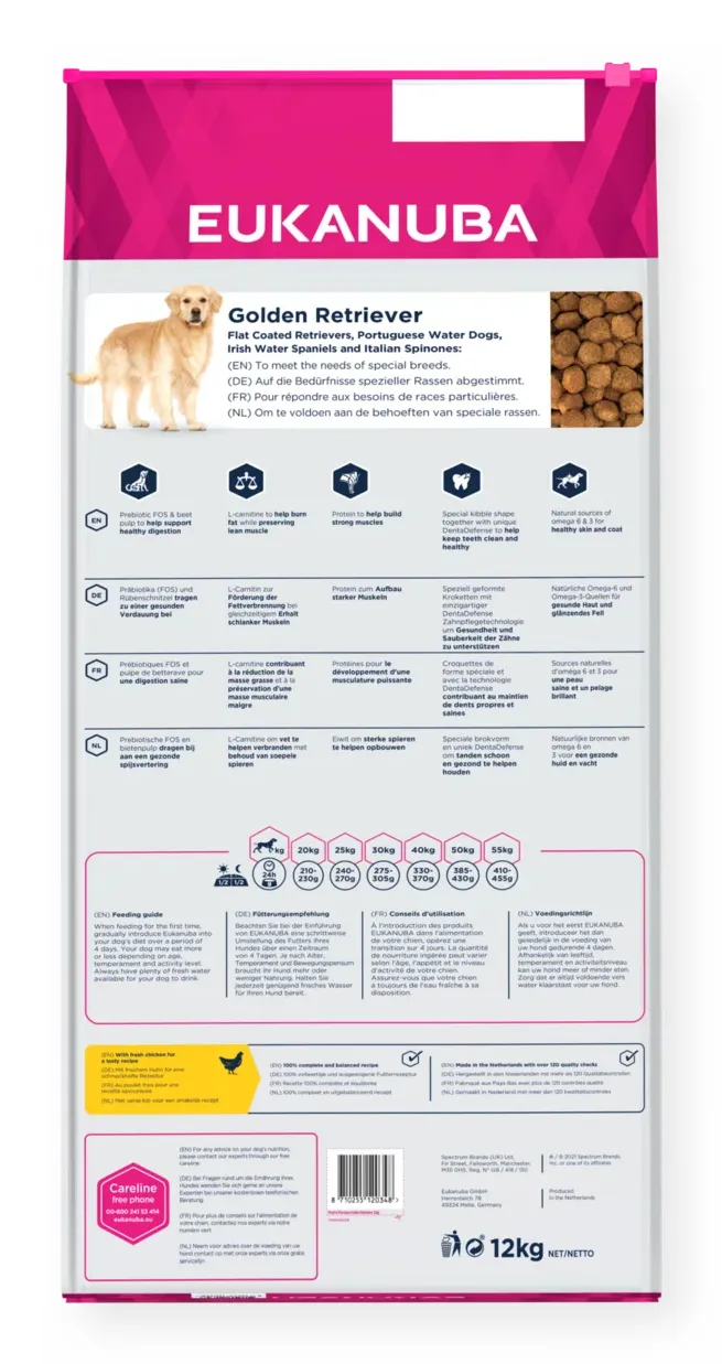 Eukanuba Breed Specific Golden Retriever, Dry food for dogs, Adult, 12kg