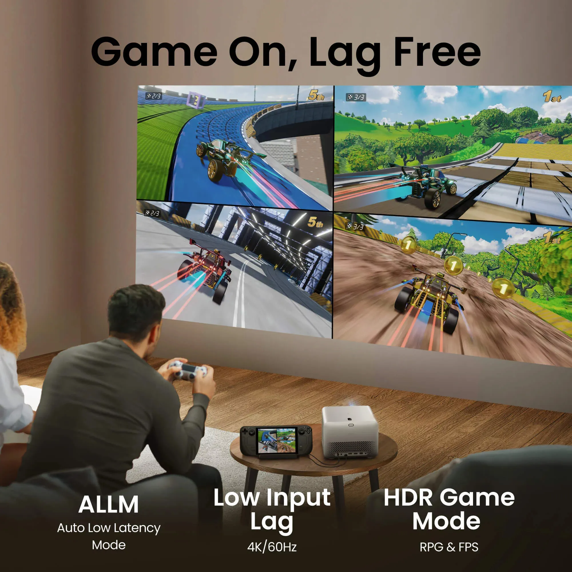 BenQ TK705i Google TV DLP 4K UHD 3000 ANSI lm -LED-projektori, harmaa