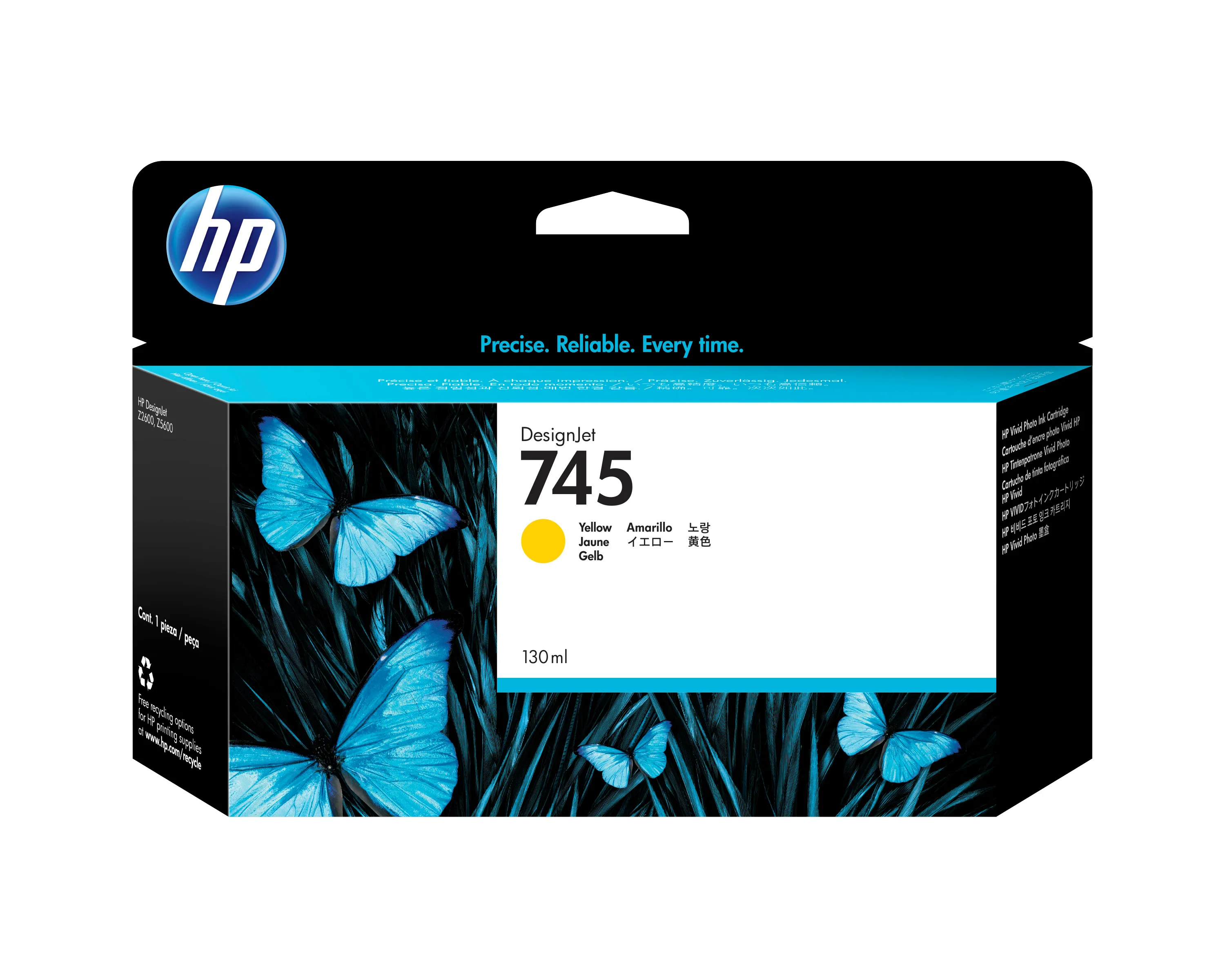 HP 745 - 130 ml - keltainen - alkuper&auml;inen - DesignJet - mustepatruuna malleihin DesignJet Z2600 PostScript, Z5600 PostScript