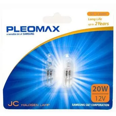 Samsung PLEOMAX halogeenilamppu G4, 20W,12V 220Lm 2800K pallo 2-pakk