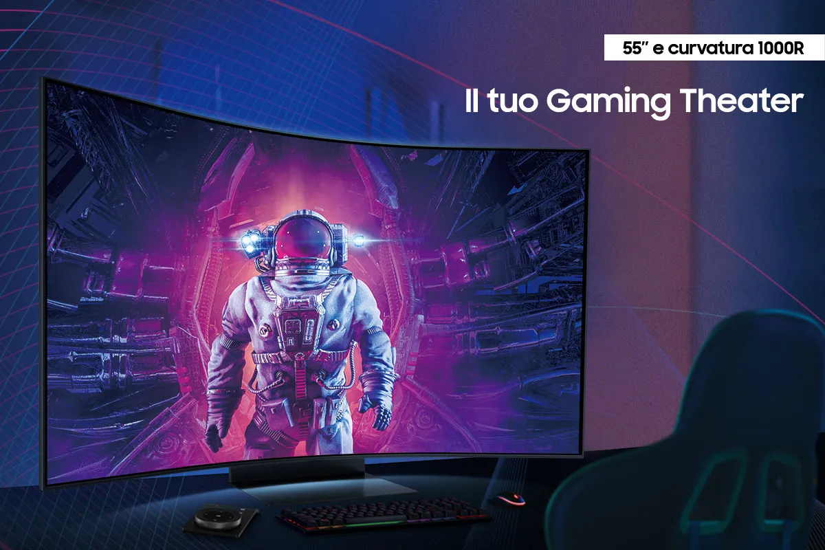 Samsung 55&quot; Odyssey ARK 4K UHD, Mini LED -kaareva pelin&auml;ytt&ouml;