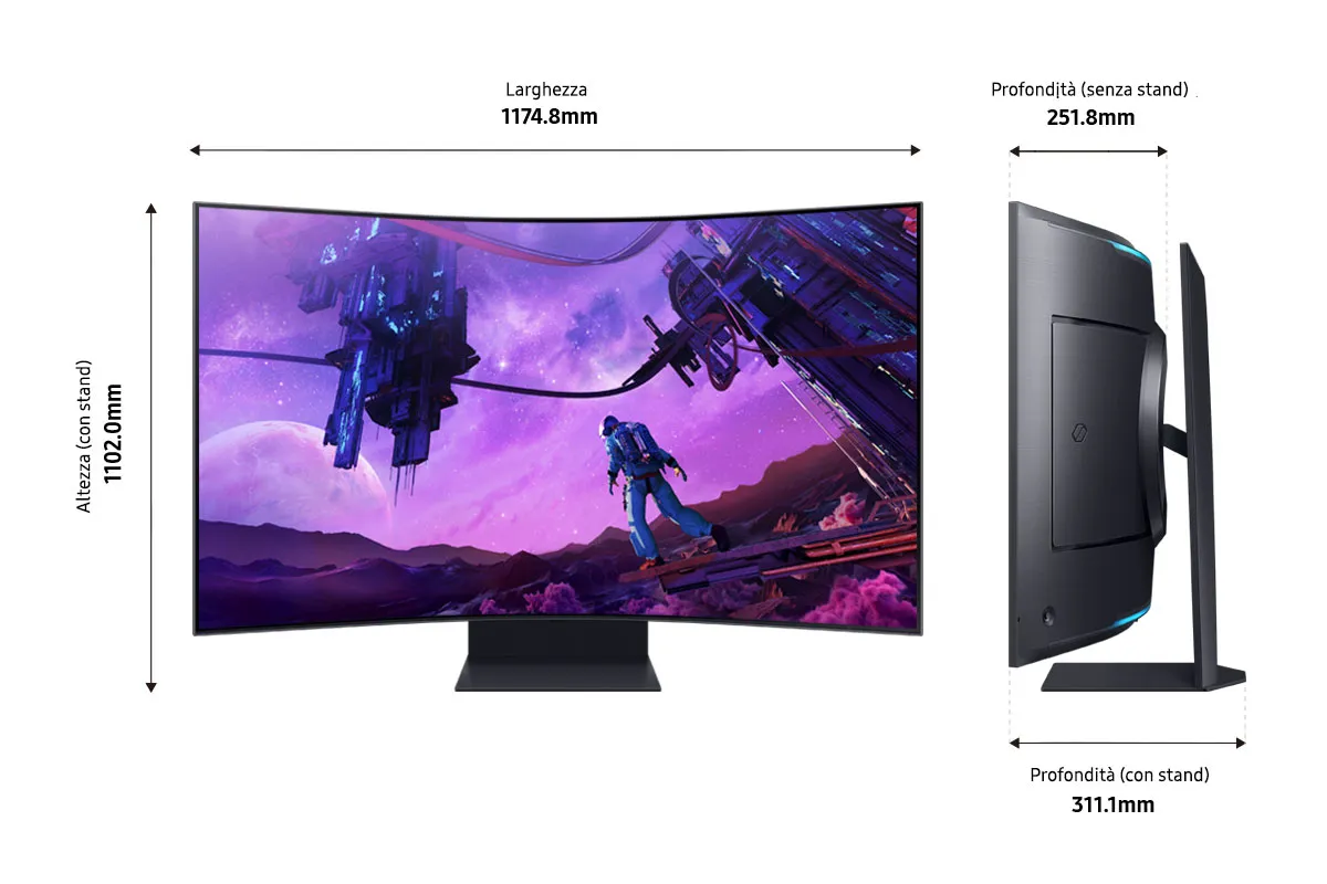 Samsung 55&quot; Odyssey ARK 4K UHD, Mini LED -kaareva pelin&auml;ytt&ouml;