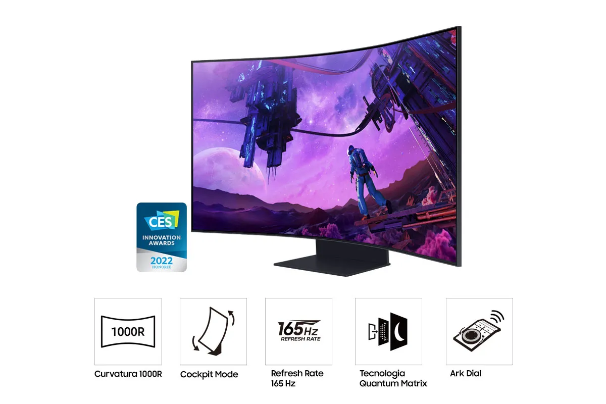 Samsung 55&quot; Odyssey ARK 4K UHD, Mini LED -kaareva pelin&auml;ytt&ouml;