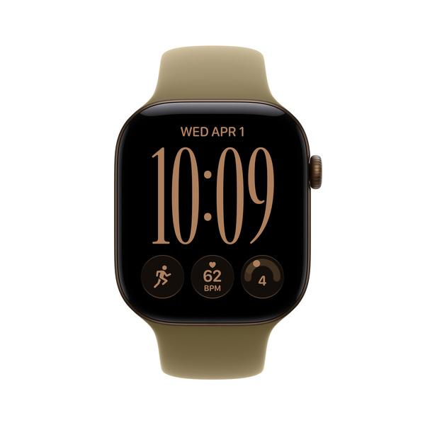 Apple Watch Series 12 (GPS) 46 mm aluminiumboett m&ouml;rk brons med sportband oliv, S/M