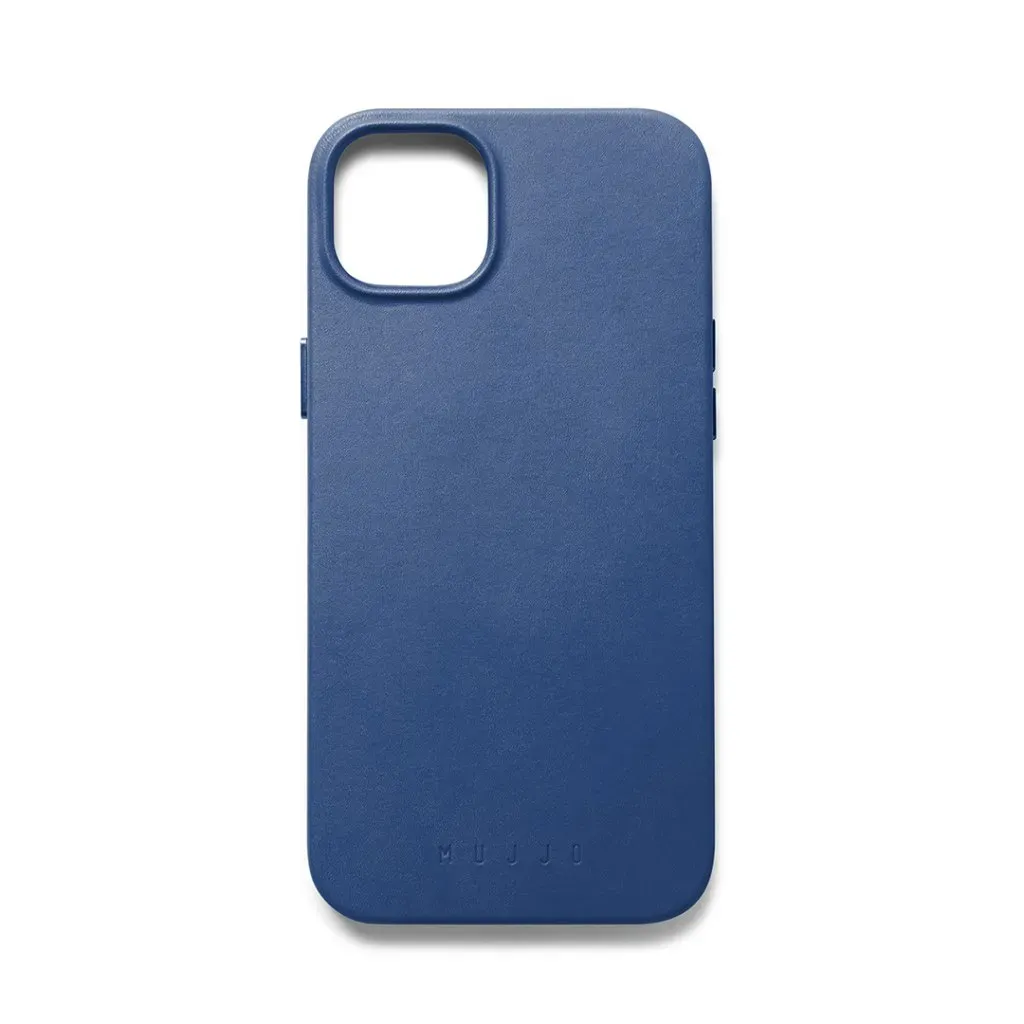 Mujjo Full Leather Case, iPhone 14 Plus, MagSafe - Case, Blue