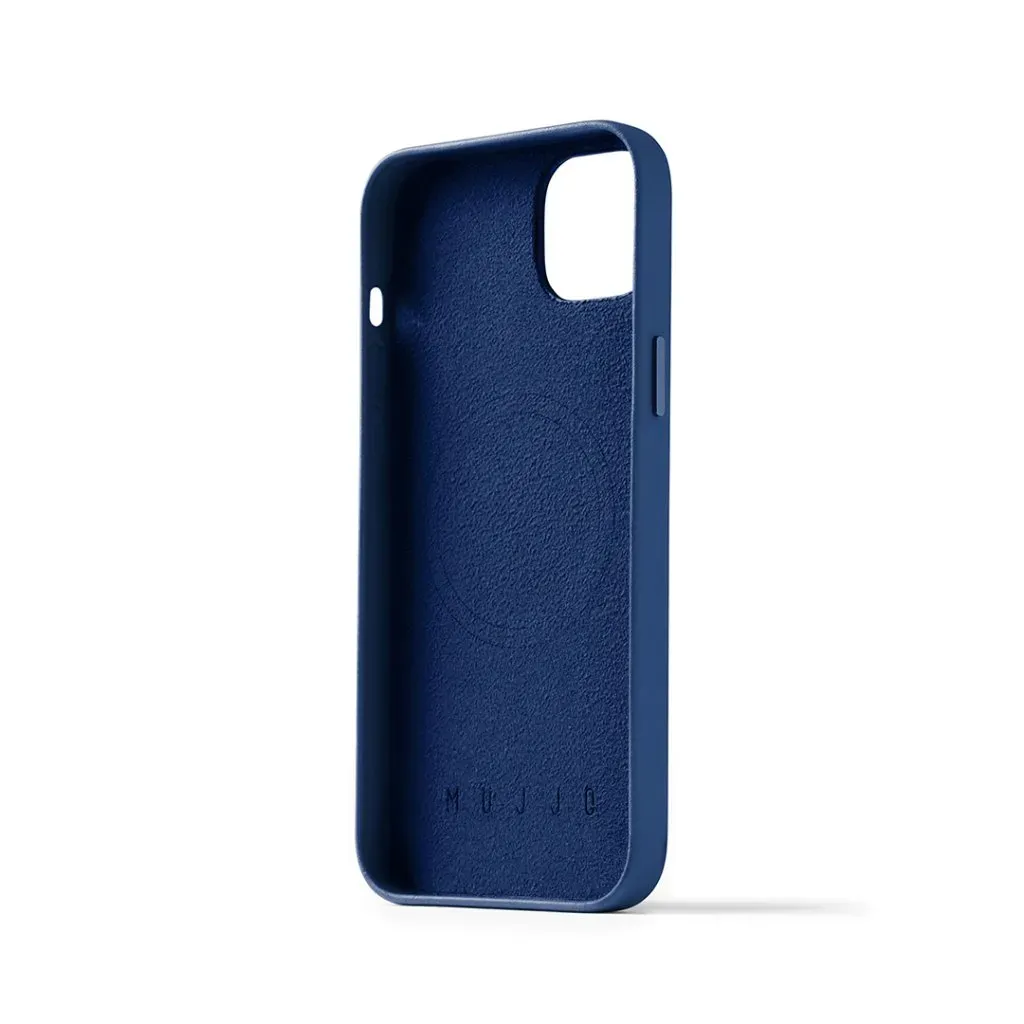 Mujjo Full Leather Case, iPhone 14 Plus, MagSafe - Case, Blue