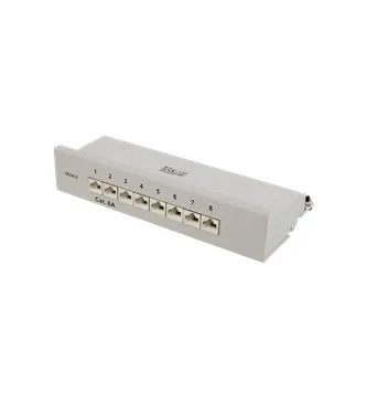 DELTACO kytkentäpaneeli, 8xRJ45, Cat6a, seinäasennus, 10Gbps, harmaa