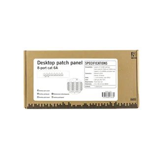 DELTACO kytkentäpaneeli, 8xRJ45, Cat6a, seinäasennus, 10Gbps, harmaa