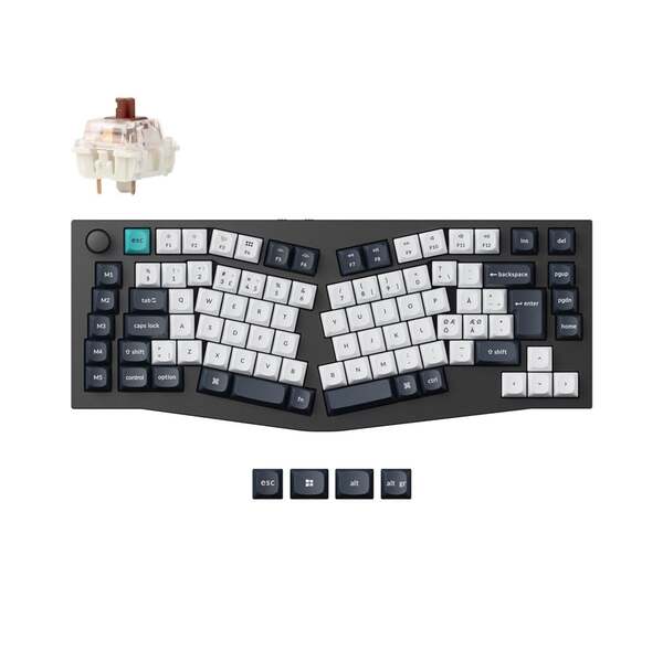 Keychron Q10 Max 75% Alice -langaton mekaaninen ergonominen pelin&auml;pp&auml;imist&ouml;, Gateron Jupiter Brown, Carbon Black