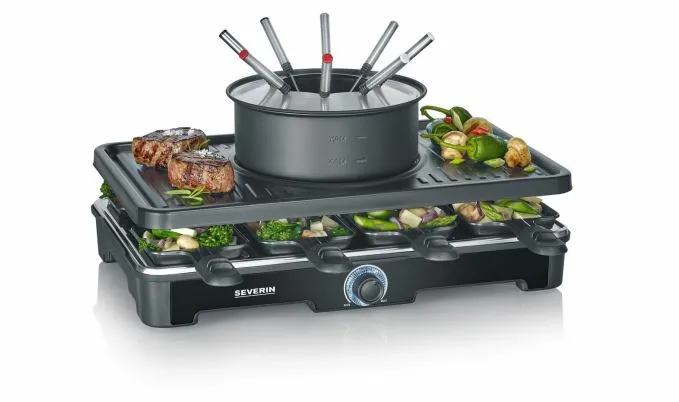 SEVERIN RG 2347 Raclette and Fondue Grill, 1400 W, 8 Persons, Black