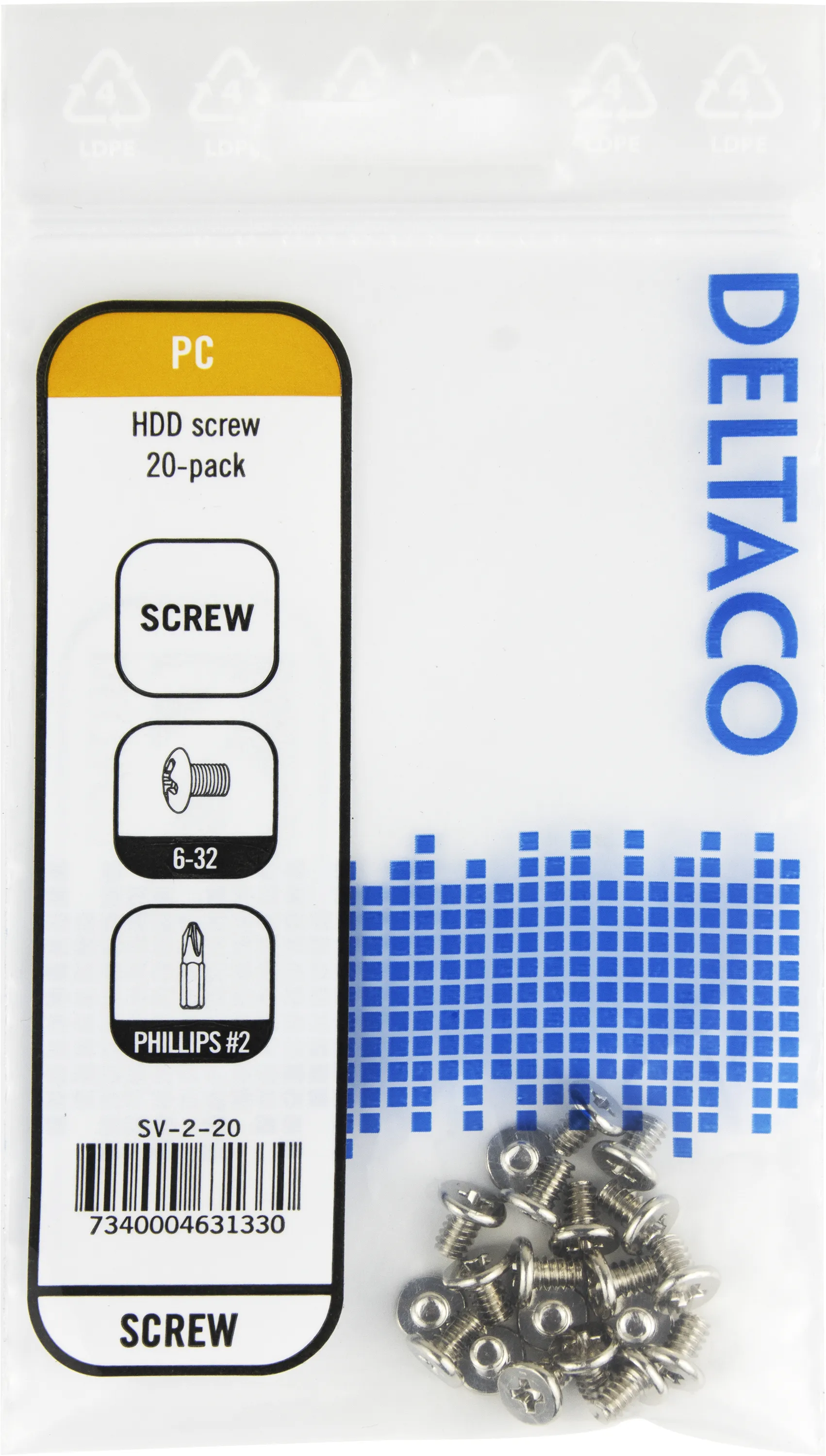 Kiintolevyruuvit, 20-pakkaus