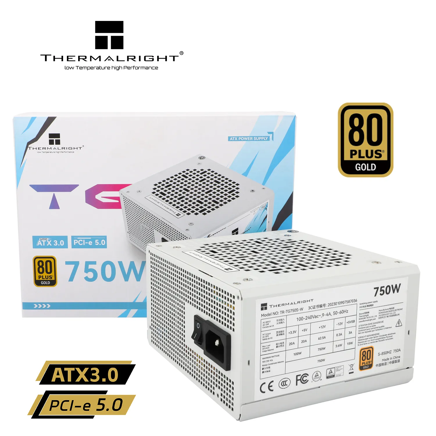 Thermalright TR-TG 750S-W White 750W -virtal&auml;hde, 80 Plus Gold