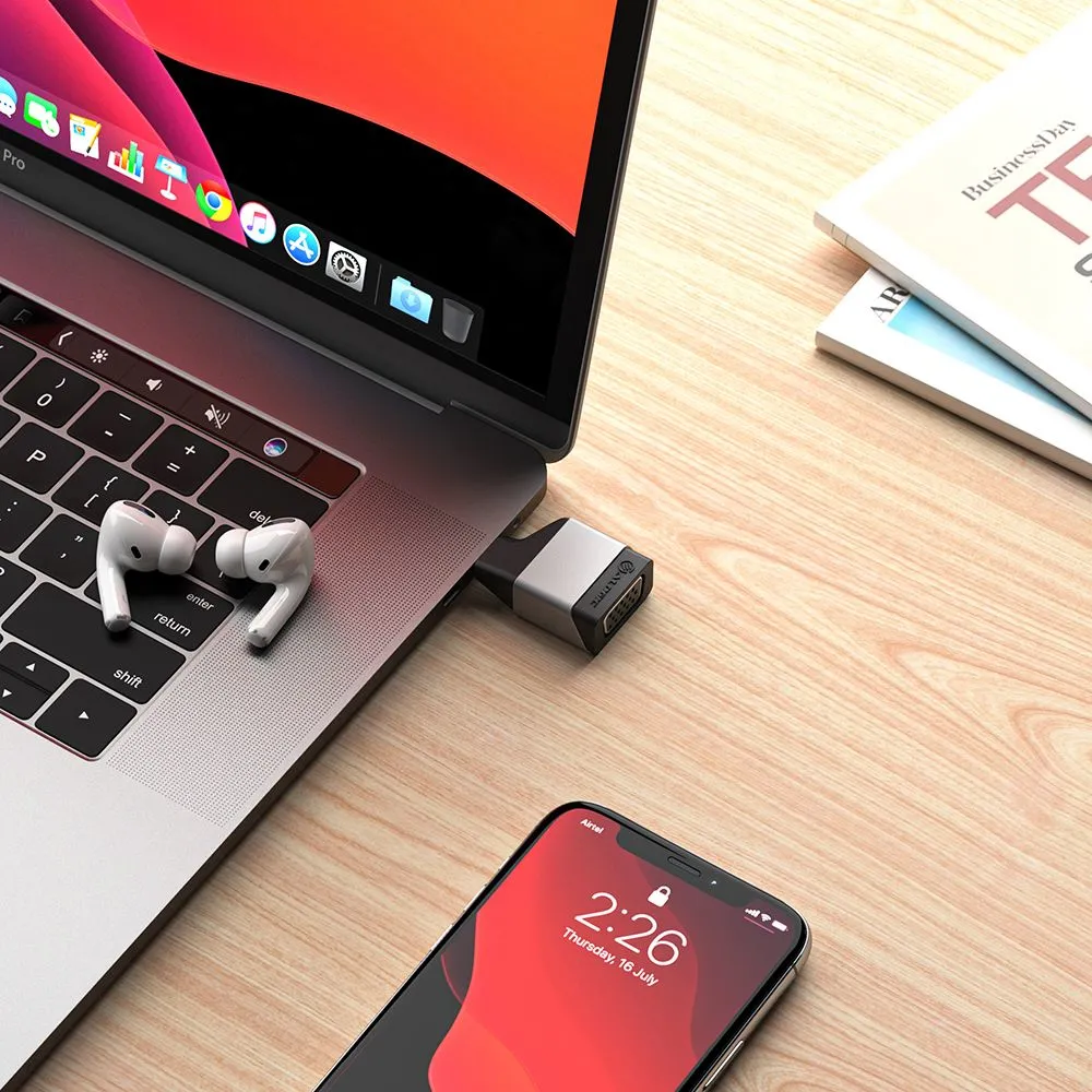 Alogic Ultra Mini, USB-C – VGA -adapteri, Harmaa