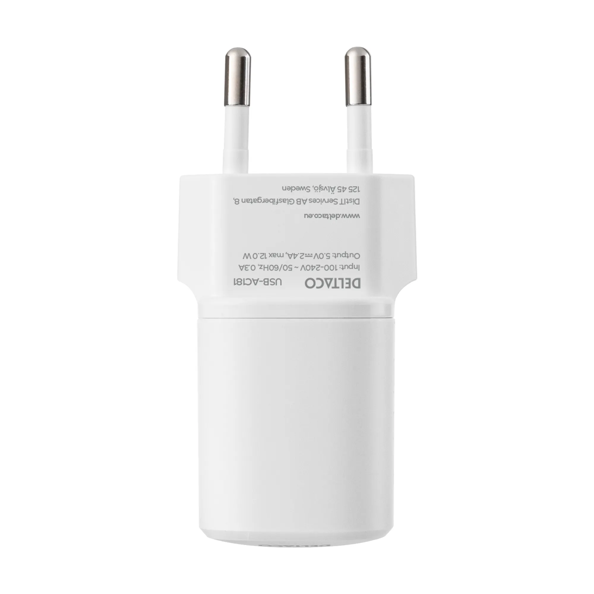 DELTACO USB wall charger kit, USB-A, 2,4 A, 1 m USB-A to Lightning
