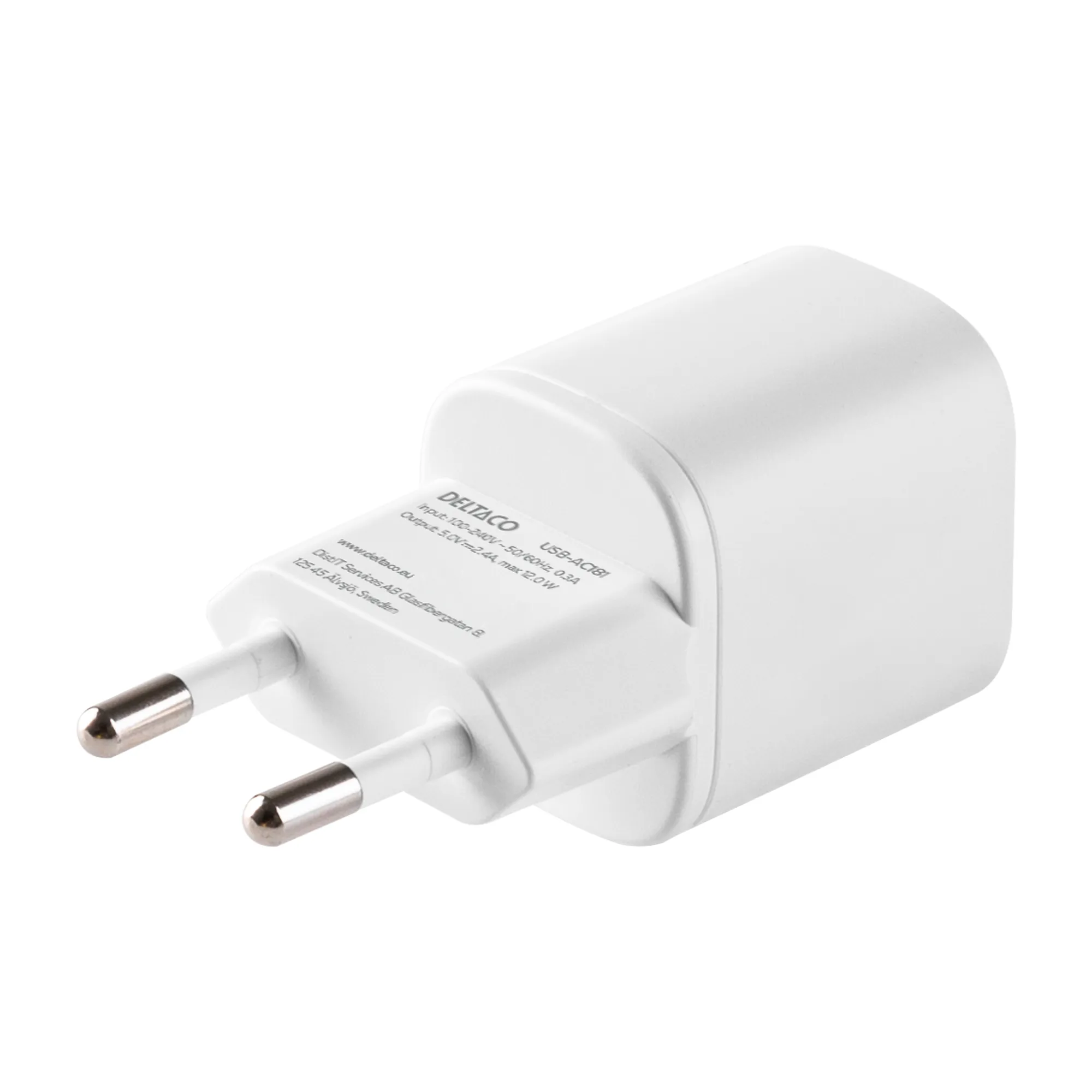 DELTACO USB wall charger kit, USB-A, 2,4 A, 1 m USB-A to Lightning