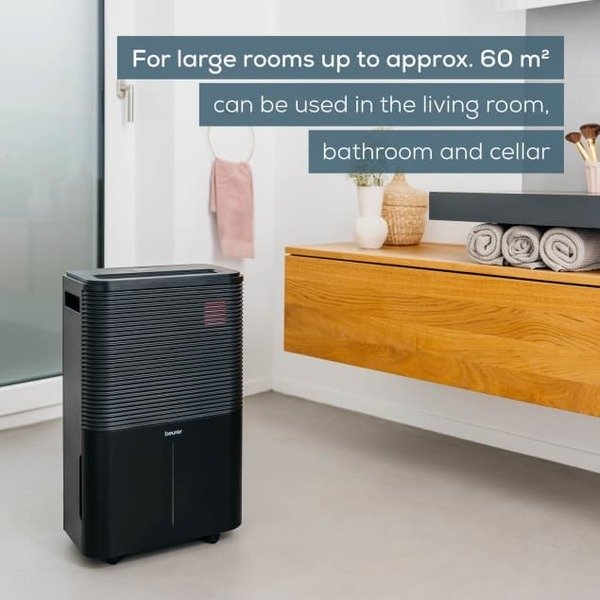 Beurer LE 250 Air Dehumidifier, Black, 20 liters per 24 hours, 60 square meters, 4 liters