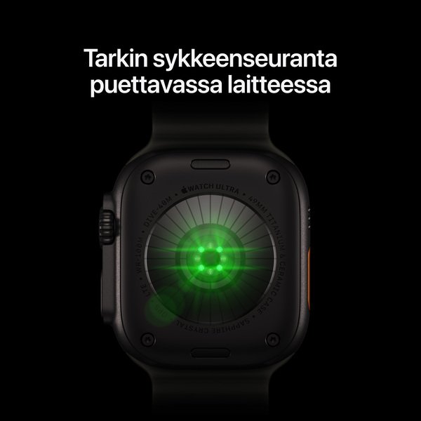 Apple Watch Ultra 4 49 mm titanboett naturlig med havsband genomlyst gr&aring;