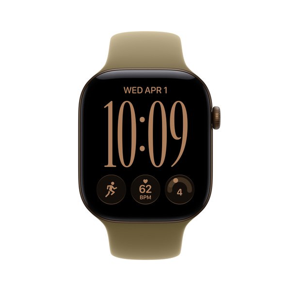 Apple Watch Series 12 (GPS) 46 mm aluminiumboett m&ouml;rk brons med sportband oliv, M/L