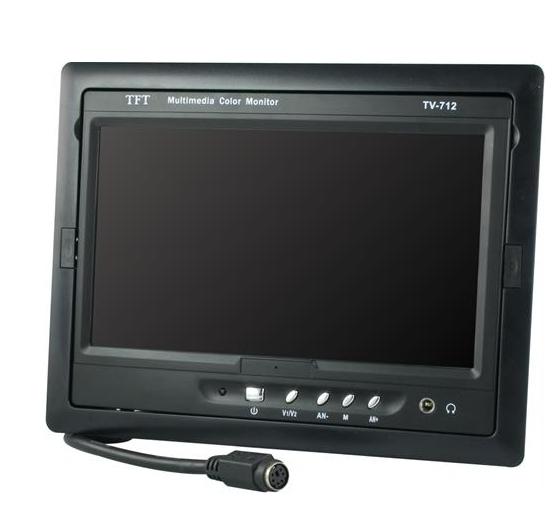 7" TFT-v&auml;rimonitori, kaukos&auml;&auml;din &amp; kaiutin, 12V/230V